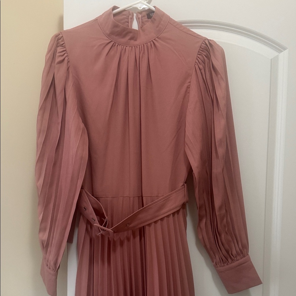 Boohoo Dusty Pink Long Sleeve Dress